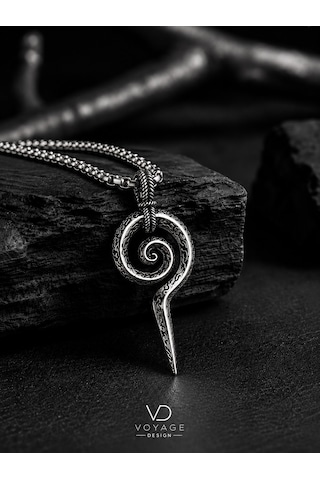 Paslanmaz Çelik Ruhsal Gelişim Sembol Sonsuzluk Spiral Yaşam Döngüsü Kolye Antik Gümüş