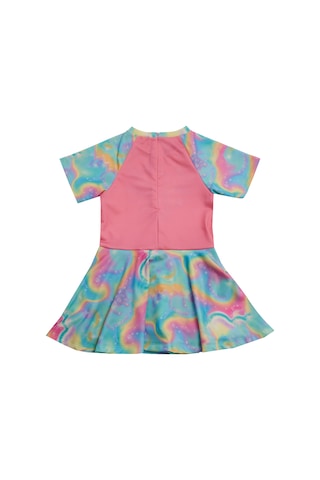 Uv Korumalı Kısa Kollu Şortlu Elbise Mayo Kız Çocuk Yüzücü Mayo 5228 Pembe Pembe01 Pembe
