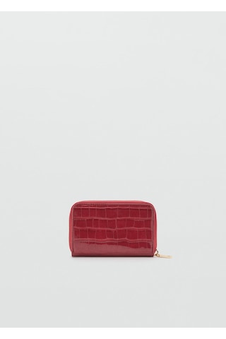 Timsah Derisi Görünümlü Bozuk Para Cüzdanı Kırmızı