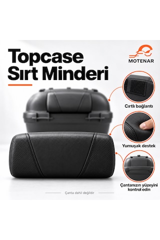 Motenar Topcase Çanta Sırt Dayama Minderi Cırtlı Siyah