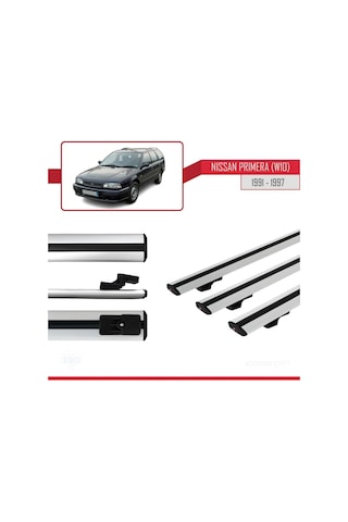 Nissan Primera W10 1991-1997 Arası İle Uyumlu Basic Model Ara Atkı Tavan Barı Gri 3 Adet