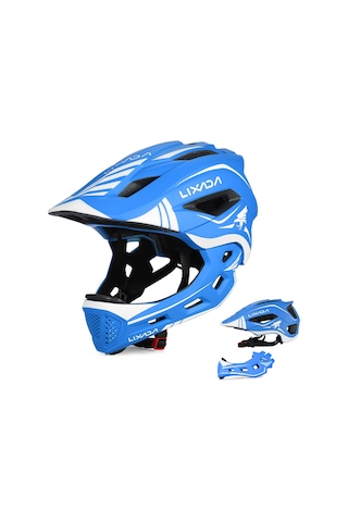 Lixada-Çocuklar Ayrılabilir Tam Yüz Kask Çocuk Sporları Yb18542Bl Mavi