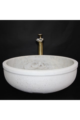 Afyon Beyaz Dışı Taramalı Yuvarlak Lavabo