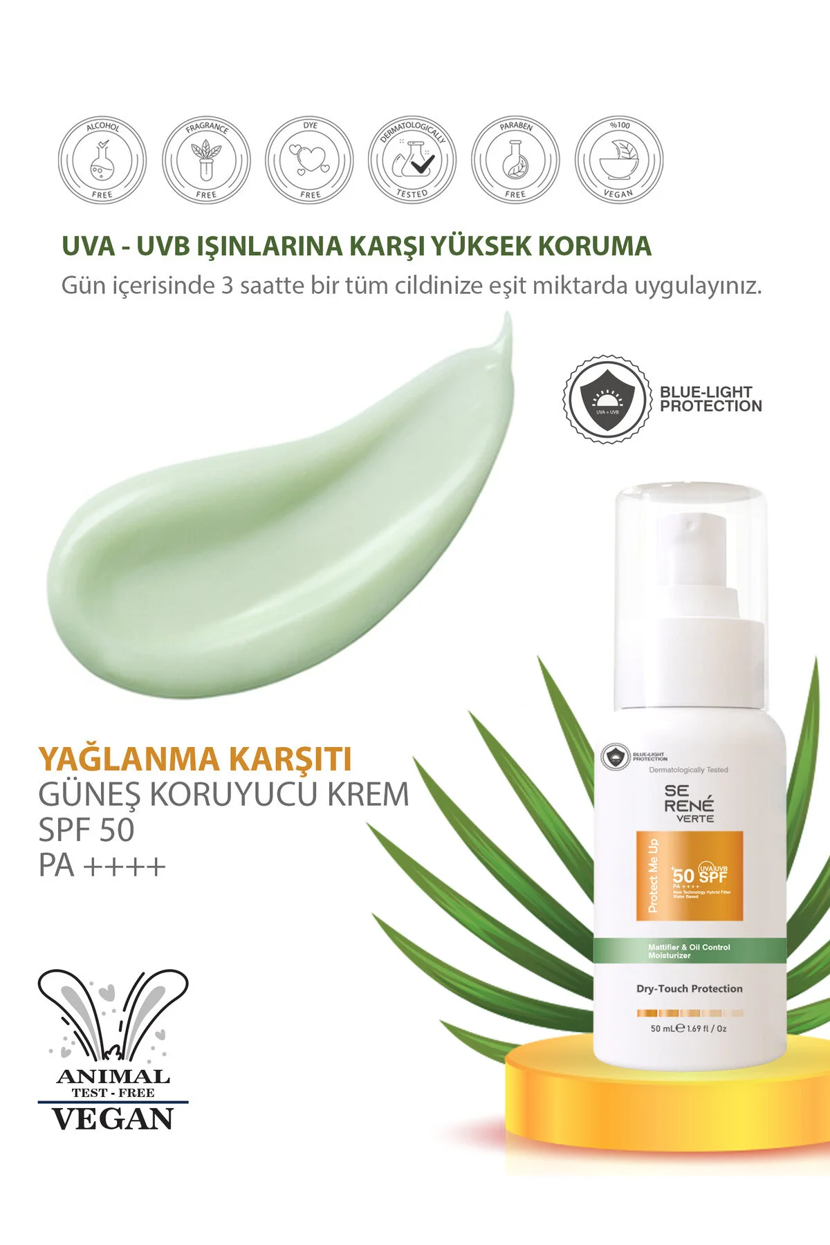 Se Rene Verte Leke Karşıtı Ve Yağlanma Karşıtı Renkli Güneş Koruyucu Krem Hybrid Filter Spf 50