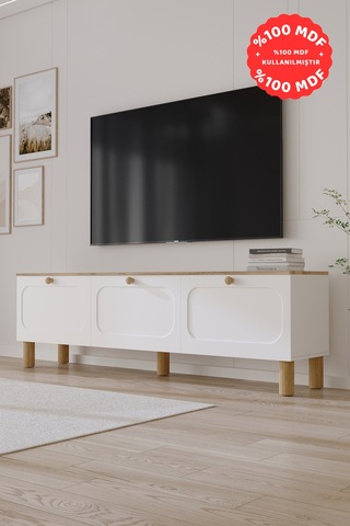 Ece Bohem Tamamı Mdf Tv Ünitesi 180 Cm Safir Meşe Beyaz
