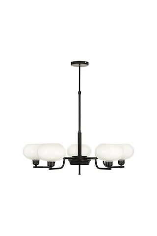 Vanna 5 Li Beyaz Camlı Salon Oturma Odası Modern Sarkıt Avize - Siyah Siyah