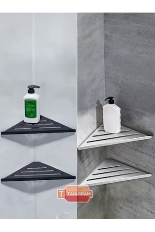 Banyo Rafları Köşe Depolama Rafı Paslanmaz Çelik Üçgen Havlu Sakl Gri