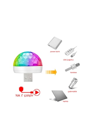 Sese Duyarlı Mini Disko Topu Usb Telefon Mikrofon Uyumlu Parti Led