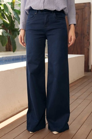 Neways 1067-denim Bol Paça Pantolon Lacivert Çok Renkli