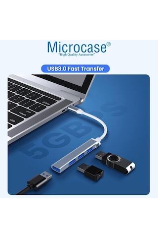 Microcase Type-C To Usb 3.0 4 Port Çoklayıcı Hub Aluminyum Slim K