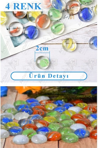 Dekoratif Renkli Düz Cam Taşlar 40 Lı 1 Paket El Sanatları Vazo Doldusu Akvaryum Süsü Değerli Cam Taşları