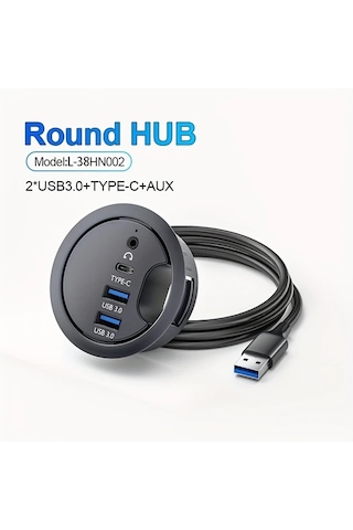 Xuweiwei L-38hn002 Jklkj Usb 2.0 3.0 Çok Portlu Hub Tip-c Şarj Ve Veri Aktarımı Kompakt Masaüstü Dok 60mm Yuvarlak Tasarım Geniş Uyumluluk
