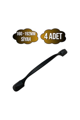 Eymen Lüx Siyah Metal Dolap Kulpu Mobilya Ve Mutfak Dolap Kulpu Siyah 160-192mm 4 Adet Siyah