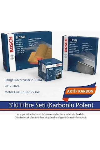 Netpar Land Rover Range Rover Velar 2.0 Td4 2017-2024 Bosch 3'lü Filtre Seti Karbonlu Polen