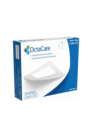 Octacare Yapışkanlı Yara Örtüsü, Elastik Nonwoven Yara Bandı, Steril, Hipoalerjenik, 9cm X 10cm, 5 Adet 5 Li Paket