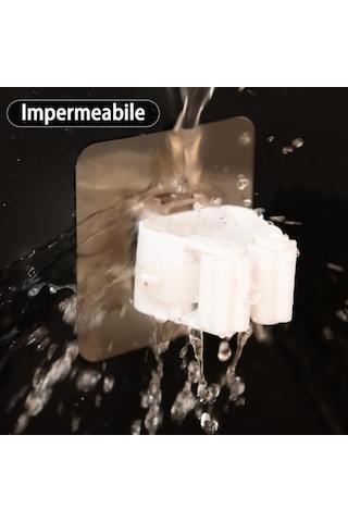 4 Adet Pratik Fırça Süpürge Paspas Mop Tutucu Askı Aparatı Yapışkanlı Sihirli Tutacak Altın