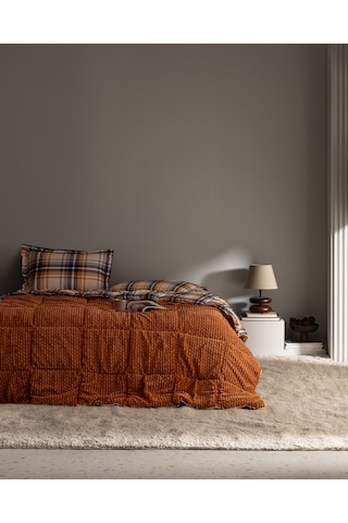 Madame Coco Beth Tek Kişilik Wellsoft Comforter Set - Turuncu Turuncu