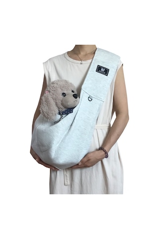 Hangfox Teddy Ve Kedi Taşıma Çantası - Ayarlanabilir Askılı Kumaş Materyal, Taşınabilir Dışarı Çıkışlar İçin Gri Renkli Evcil Hayvan Çantası