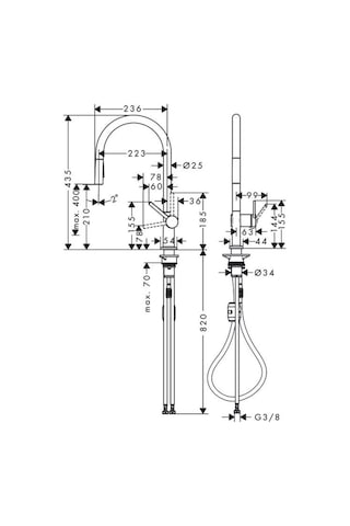Hansgrohe Talis M54 Eviye Bataryası 210 Spiralli 2 Jet