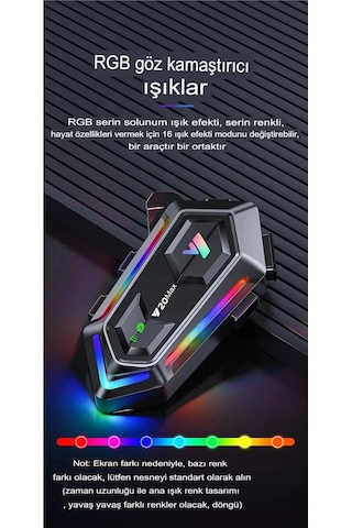 Kask Interkom Rgb Işıklı Çift Bağlantı Siri Bluetooth Mikrofon Kulaklık Stereo Motorsiklet