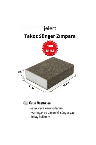 Tekli Takoz Sünger Zımpara 180 Kum - Esnek Ahşap, Metal Ve Temizlik Zımparası, Esnek Zımpara, Ahşap Zımparası, Temizleme Süngeri, Islak Kuru Zımpara, Hobi Zımparası