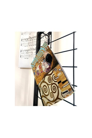 Herşey Nota Gustav Klimt The Kiss Tablosu Clutch Portföy Çanta Çok Renkli