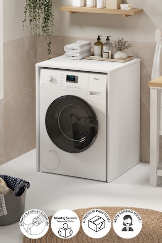 Çamaşır Makinası Dolabı Kurutma Makinası Dolabı Banyo Dolabı Pınar Beyaz Beyaz