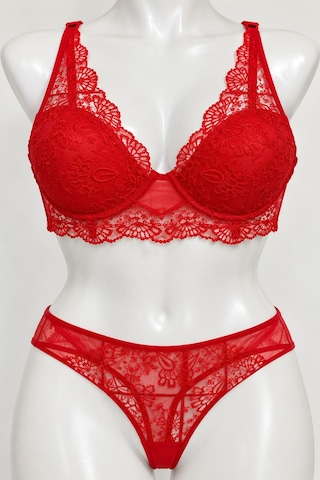 Avrissa Kadın Kırmızı Dantel Detaylı Şık Bralet İç Çamaşır Takımı