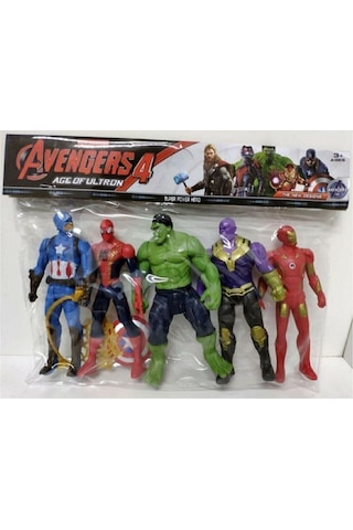 U-Toys Avangers 5'Li Figür Oyuncak Thanos Örümcek Adam Ironman Hulk Kaptan Amerika 12 Cm U Toys