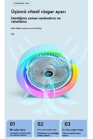 Usb Masaüstü Fanı Şarj Edilebilir Döngü Yüksek Rüzgar Fanı 000-açık Pembe