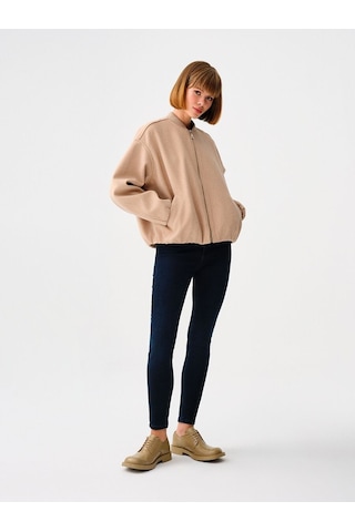 Loose Fit Kadın Mont Bej