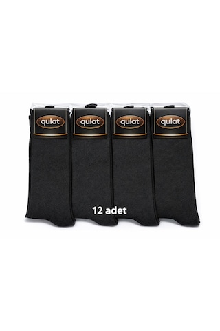 Qulat 12'li Ekonomik Paket Pamuklu Erkek Çorap Siyah