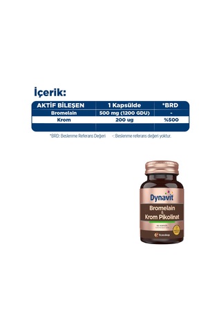 Dynavit Bromelain Krom Pikolinat 60 Kapsül