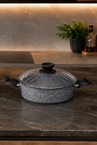 28cm Granit Ezme Basık Tencere Pilav Ve Karnıyarık Tenceresi Gri 28cm Granit Ezme Basık Tencere Pilav Ve Karnıyarık Tenceresi Gri