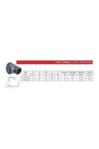 63 mm Pvc Te Çekvalf