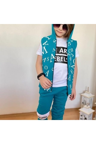 Erkek Çocuk Harfler Baskılı Yelekli Takım (492383987)
