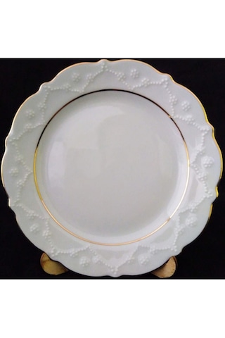 Porland Yaldızlı Düz Pasta Tabağı 6' lı 20 CM