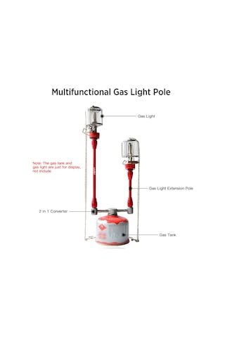 Lixada Lixada Açık Kamp Gaz Işık Uzatma Direği Açık Kamp Için Siyah