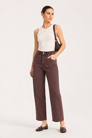 Lili Woman Kadın Kahverengi Bol Paça Denim Pantolon Ty.msm01k
