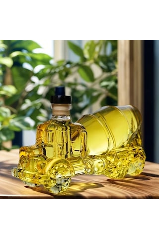 Willowhaven Karıştırıcı Kamyon Şeklinde Cam Şişe Yüksek Borosilikat El Yapımı Kapaklı Şarap Saklama Koleksiyon