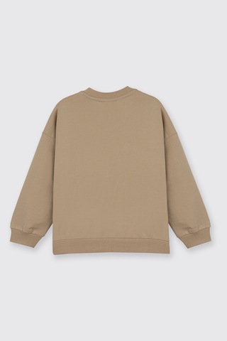 Panço Erkek Çocuk Bisiklet Yaka Bej Sweatshirt Krem