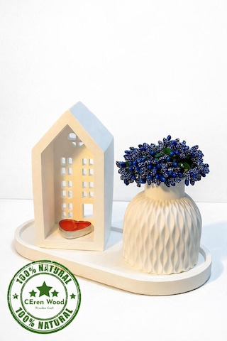 Ceren Wooden Boyanabilir Dekoratif Ev Mumluk Ve Çiçek Vazo Seti El Yapımı Doğal Tasarım Beyaz Ceren Wooden Boyanabilir Dekoratif Ev Mumluk Ve Çiçek Vazo Seti El Yapımı Doğal Tasarım Beyaz