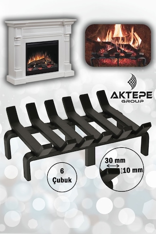 36 Cm X 32 Cm 6 Çubuklu Ekstra Şömine Izgarası Dar Gözlü Izgara
