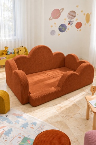 Funbed Junior Bulut Tasarımlı Çocuk Yatağı, Karyola Ve Oyun Matı Seti Kiremit - 938609351
