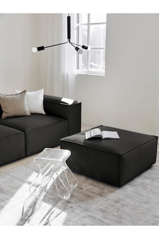 Mode Soft Puf 27 Koyu Antrasit Keten Kumaş Dairenize Teslim