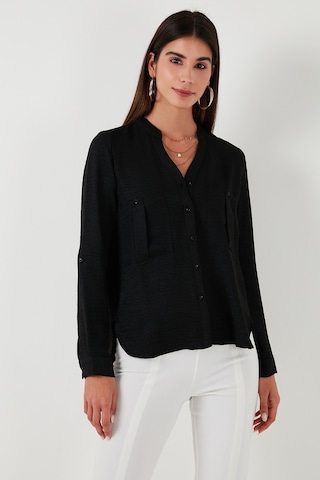 Lela Regular Fit Hakim Yaka Bayan Gömlek 67044872S4 Siyah