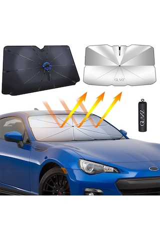 Glanz Premium Güneşlik Şemsiye Oto Katlanabilir Araba Ön Cam Gölgelik Güneş Koruyucu 145-79 CM