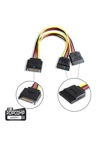 Ropcomp 15-pin Sata 2x Dişi - Erkek Y Çoklayıcı Kablo