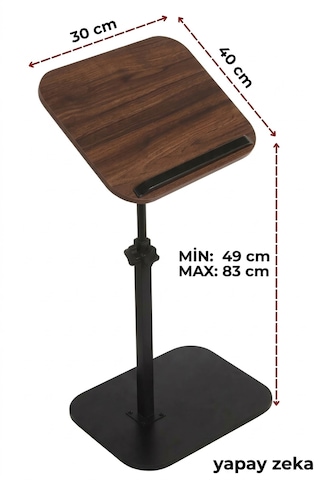 Ayarlanabilir Mdf Laptop Sehpası Ayaklı Çok Amaçlı Sehpa 30x40 Cm Ceviz