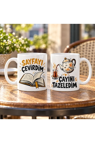 Dilaratrendhouse Kitap Arkadaşları 2'li Porselen Kupa Seti - Model 853 Dlra